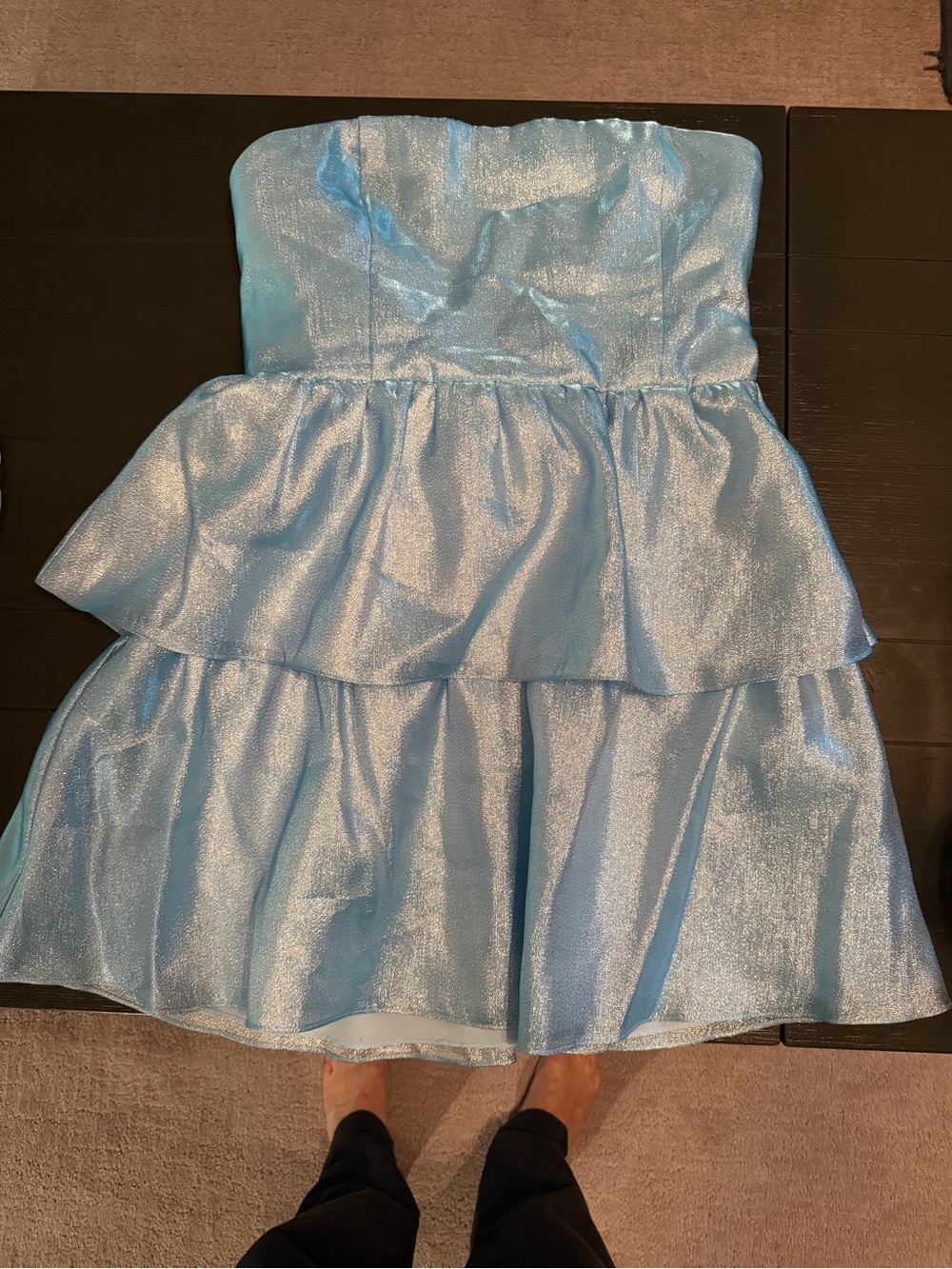 Sparkling Light Blue Strapless homecoming dress